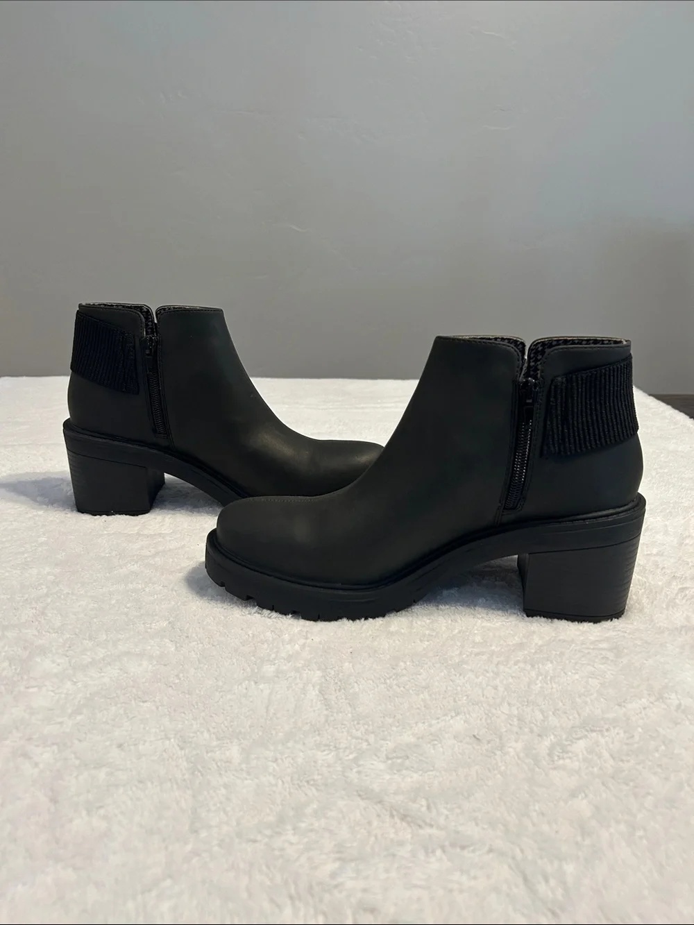 Muk Luks Black Ankle Boots with Elastic Panel